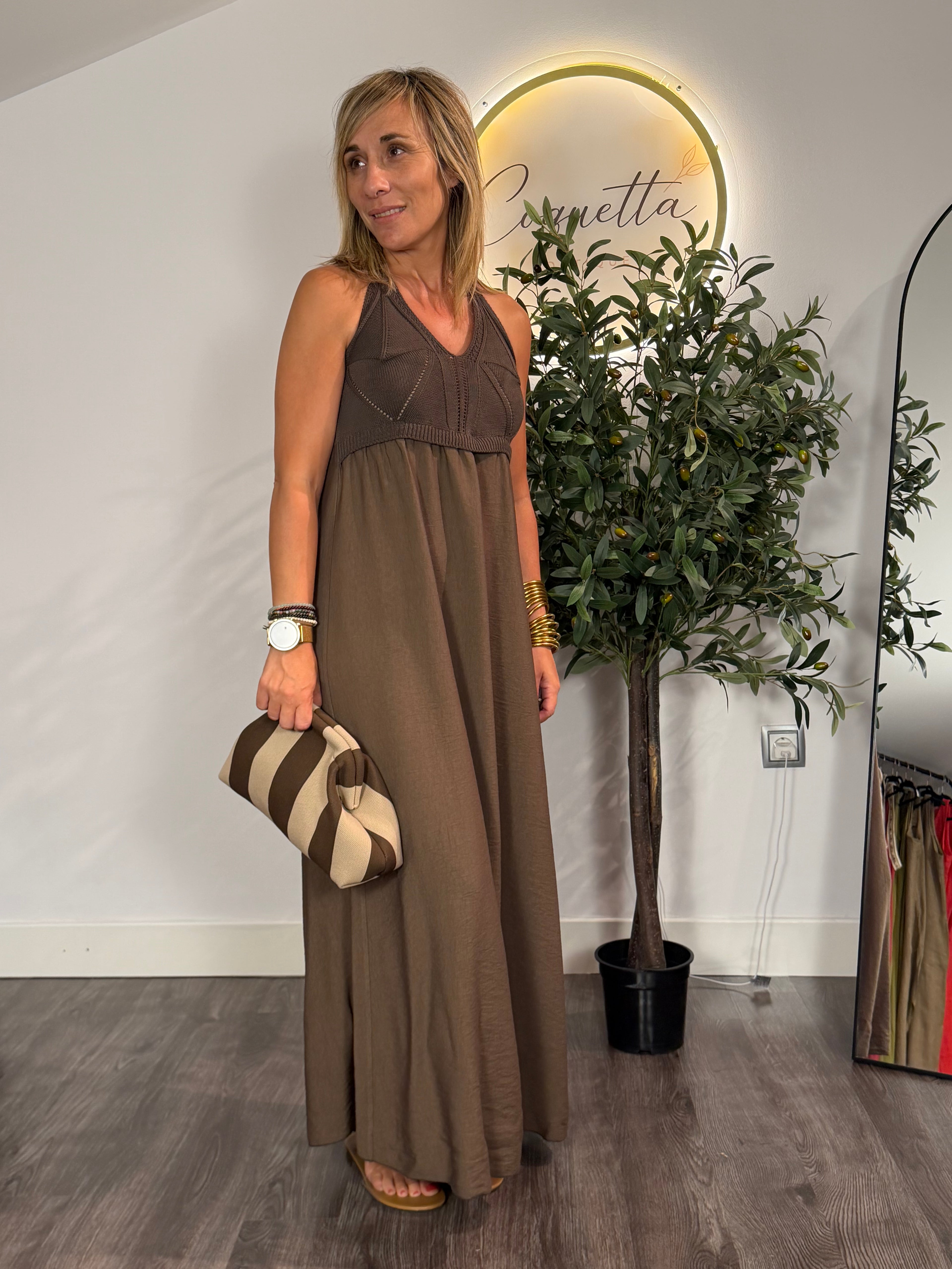 Vestido Maxi Halter Terracota