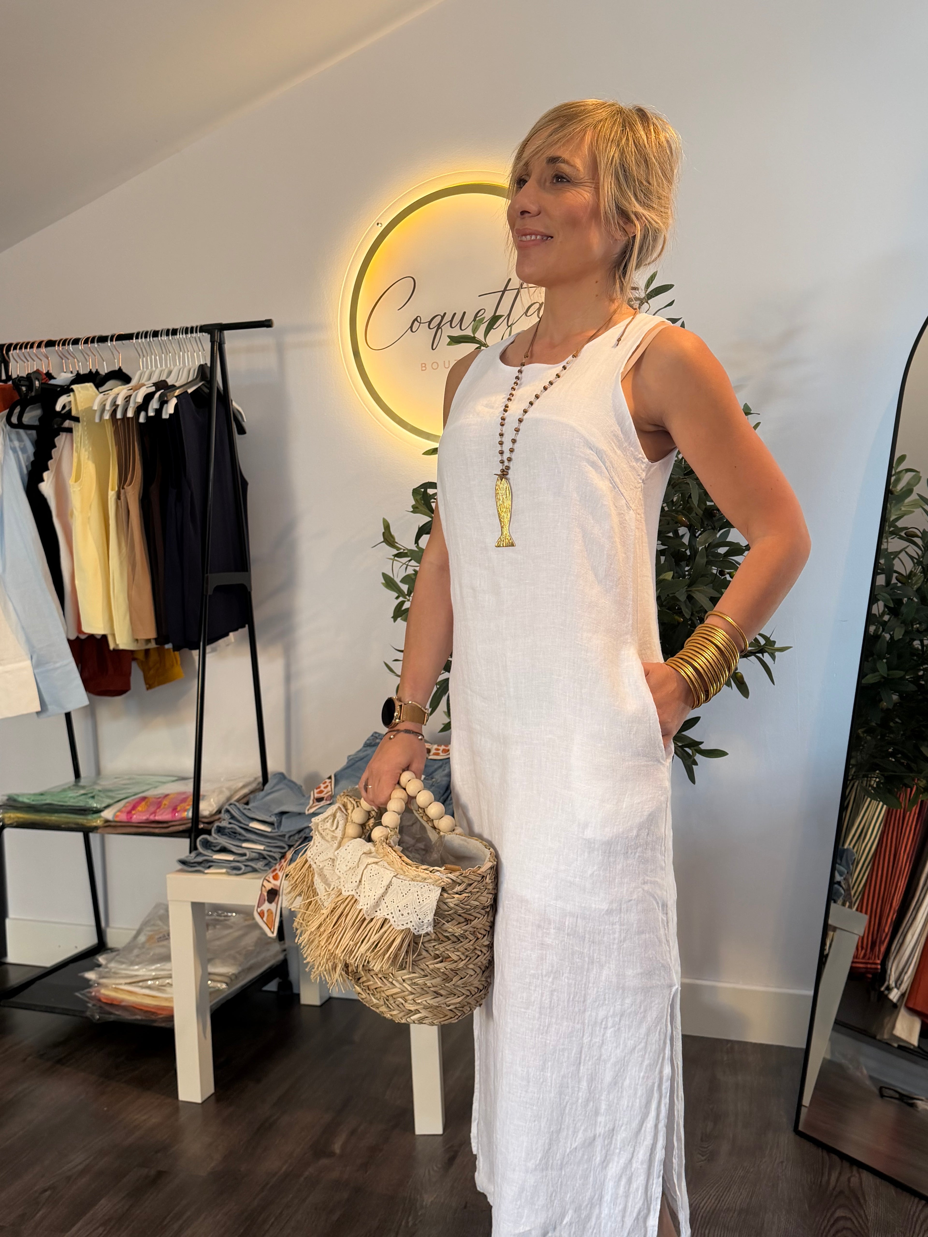 Vestido blanco lino
