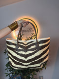 Bolso Cesta Print Zebra Marrón y Beige