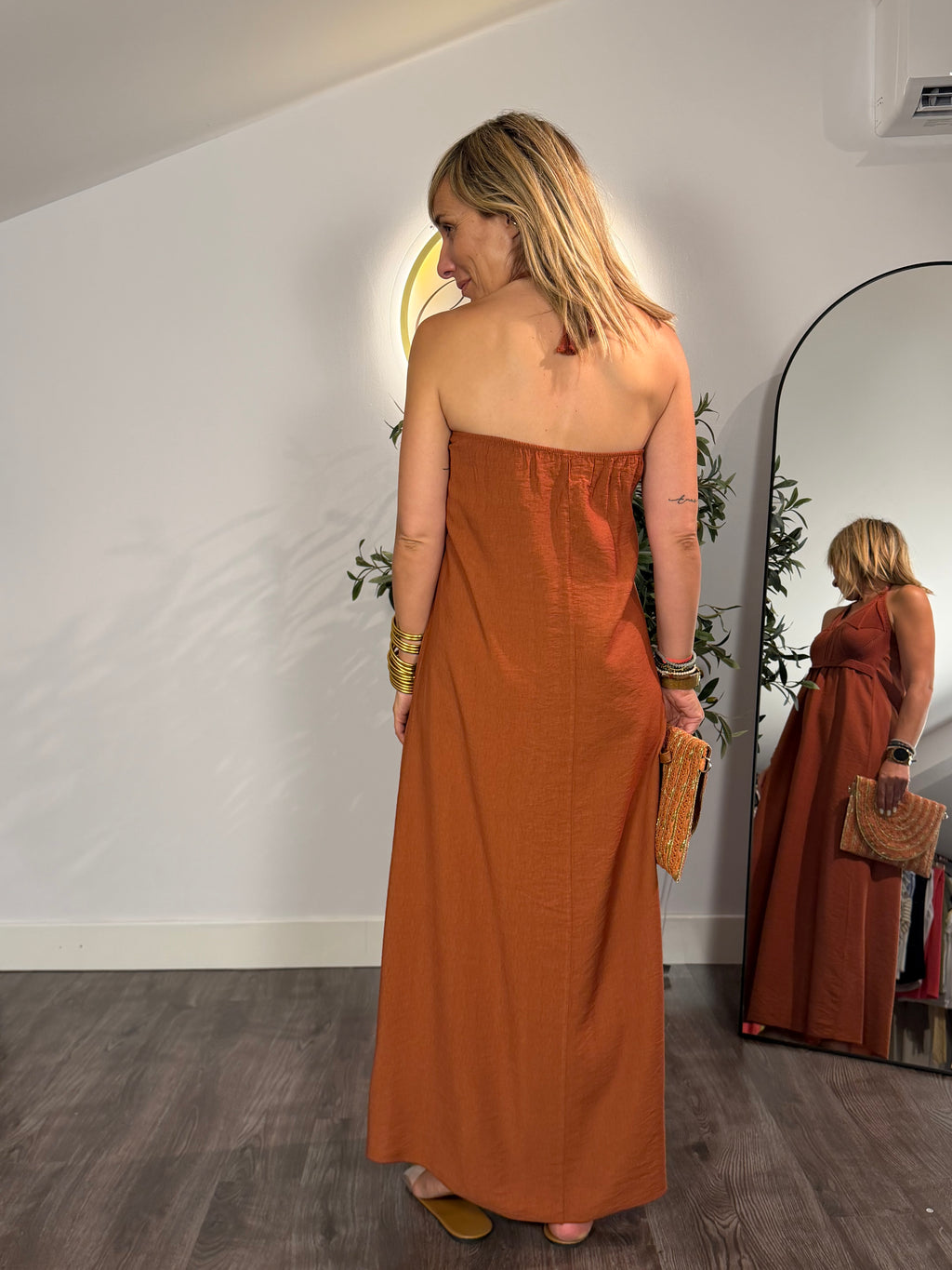 Vestido Maxi Halter Terracota