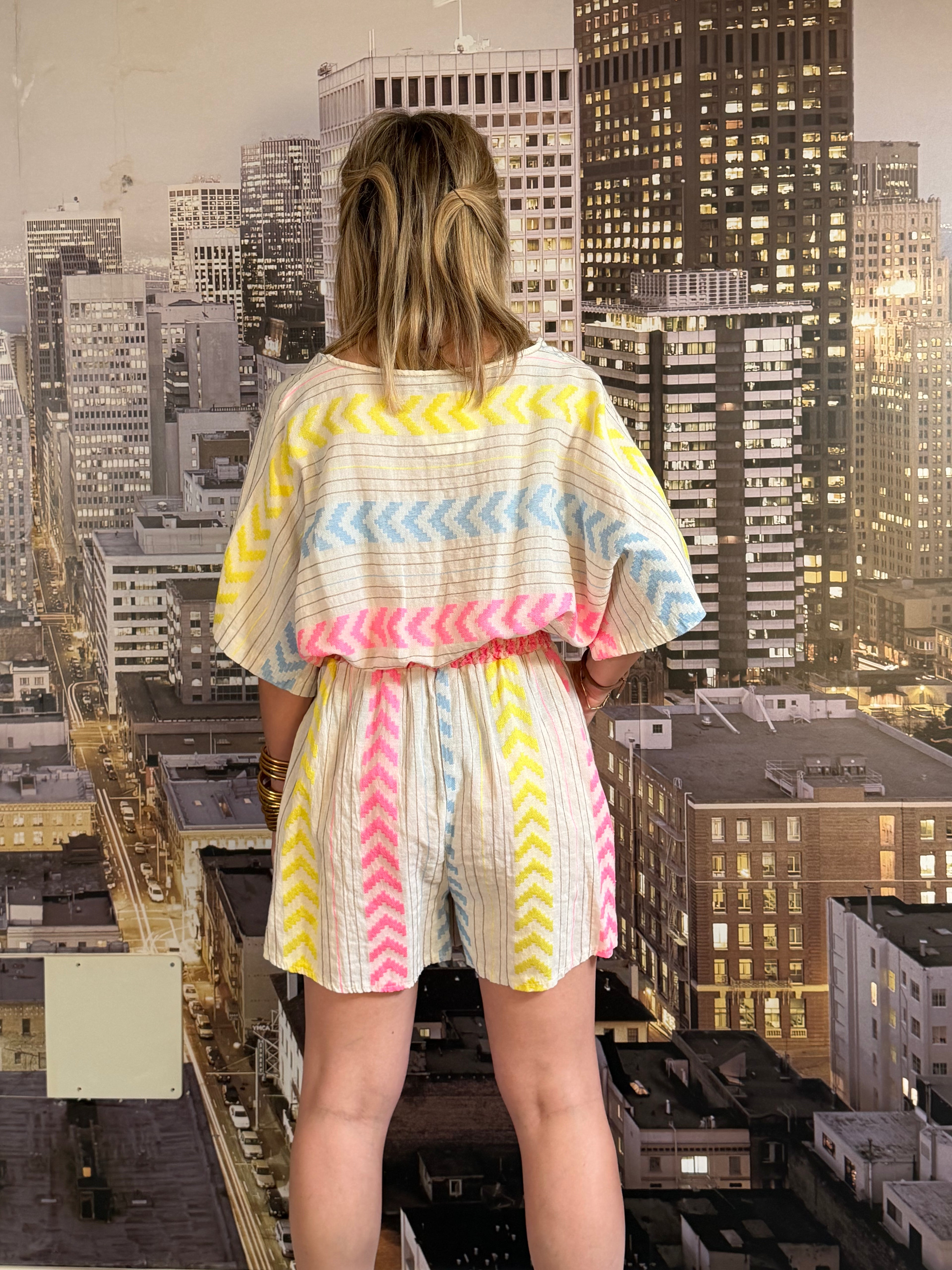 Vestido Étnico Neon Blanco Talla Única