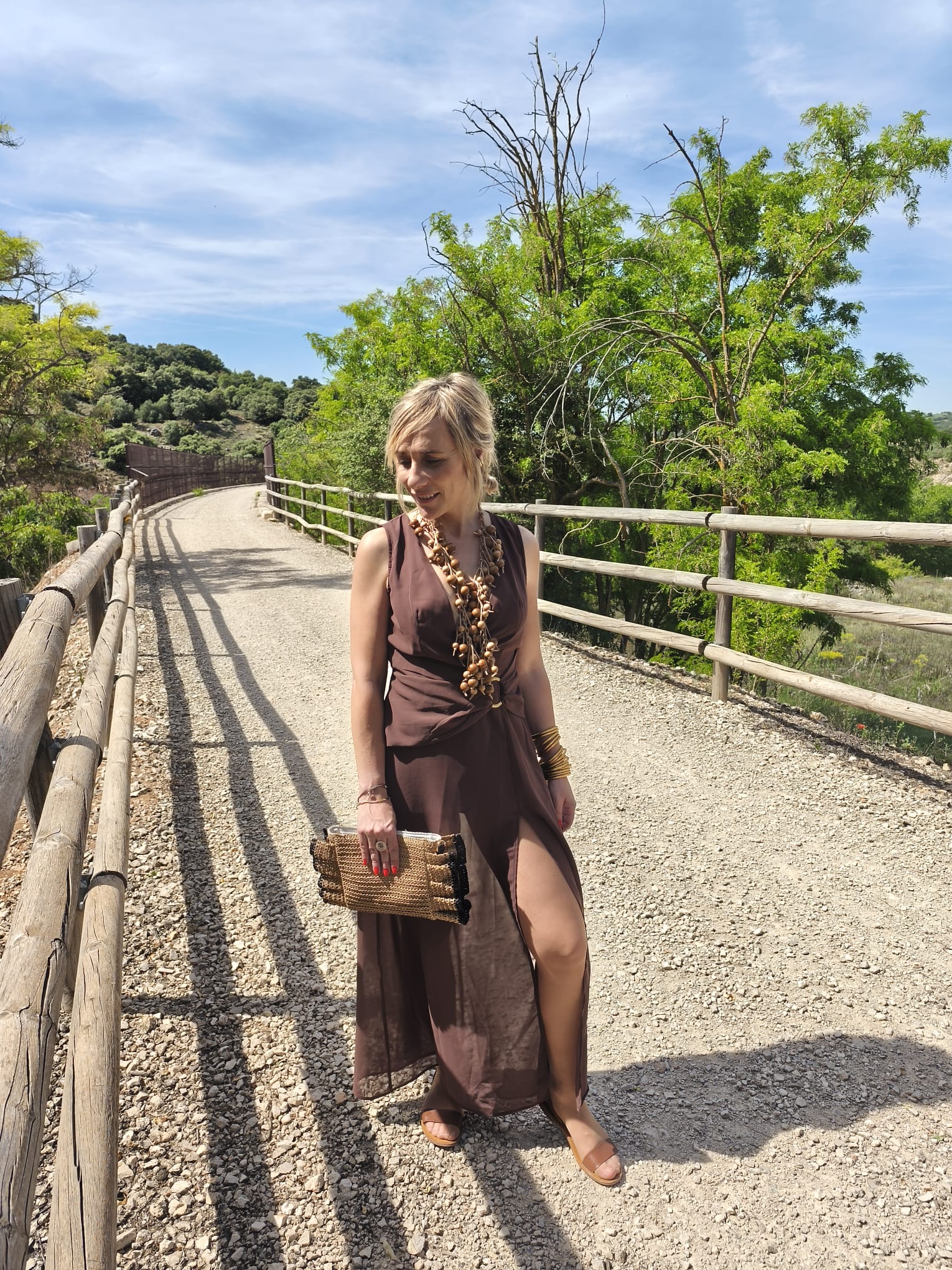 Vestido gasa marron