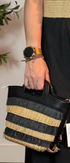 Bolso flecos a rayas