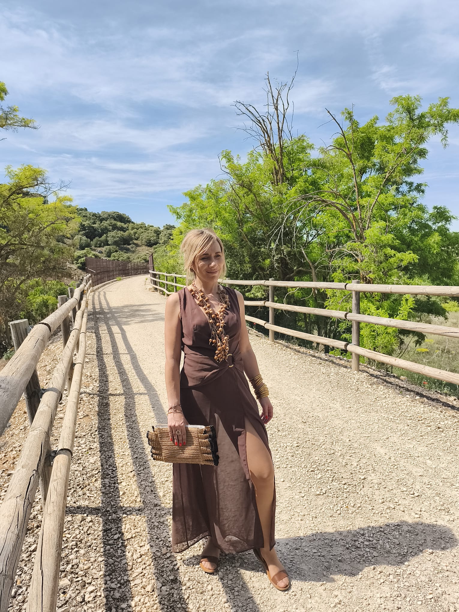 Vestido gasa marron