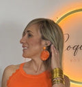 Pendientes fibras naturales color naranja